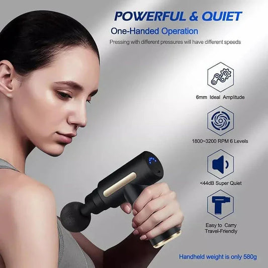 4-in-1 Mini Deep Tissue Massage Gun – 6 Speed Cordless Muscle Massager