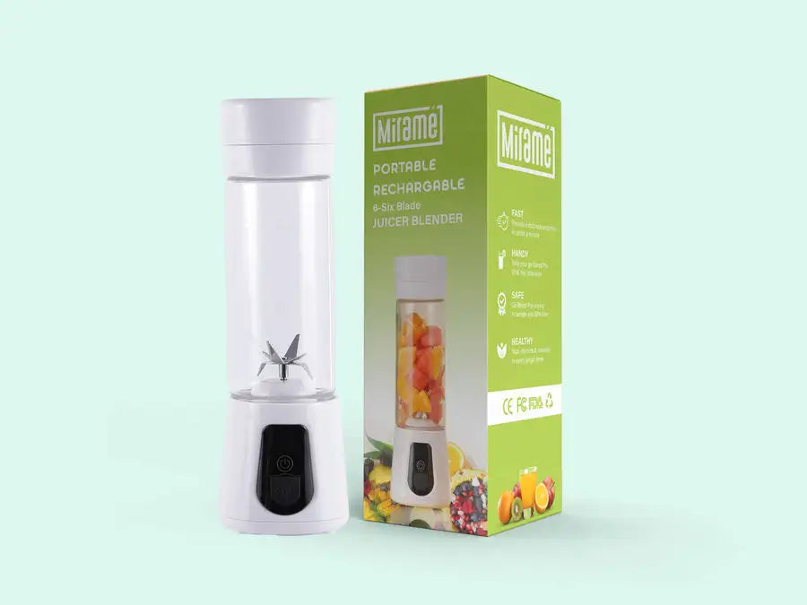 Portable USB Rechargeable Juicer Blender – 6 Blade Mini Personal Smoothie Maker (380ml)