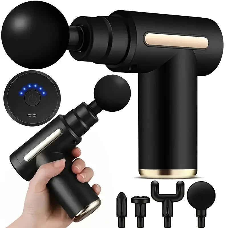 4-in-1 Mini Deep Tissue Massage Gun – 6 Speed Cordless Muscle Massager