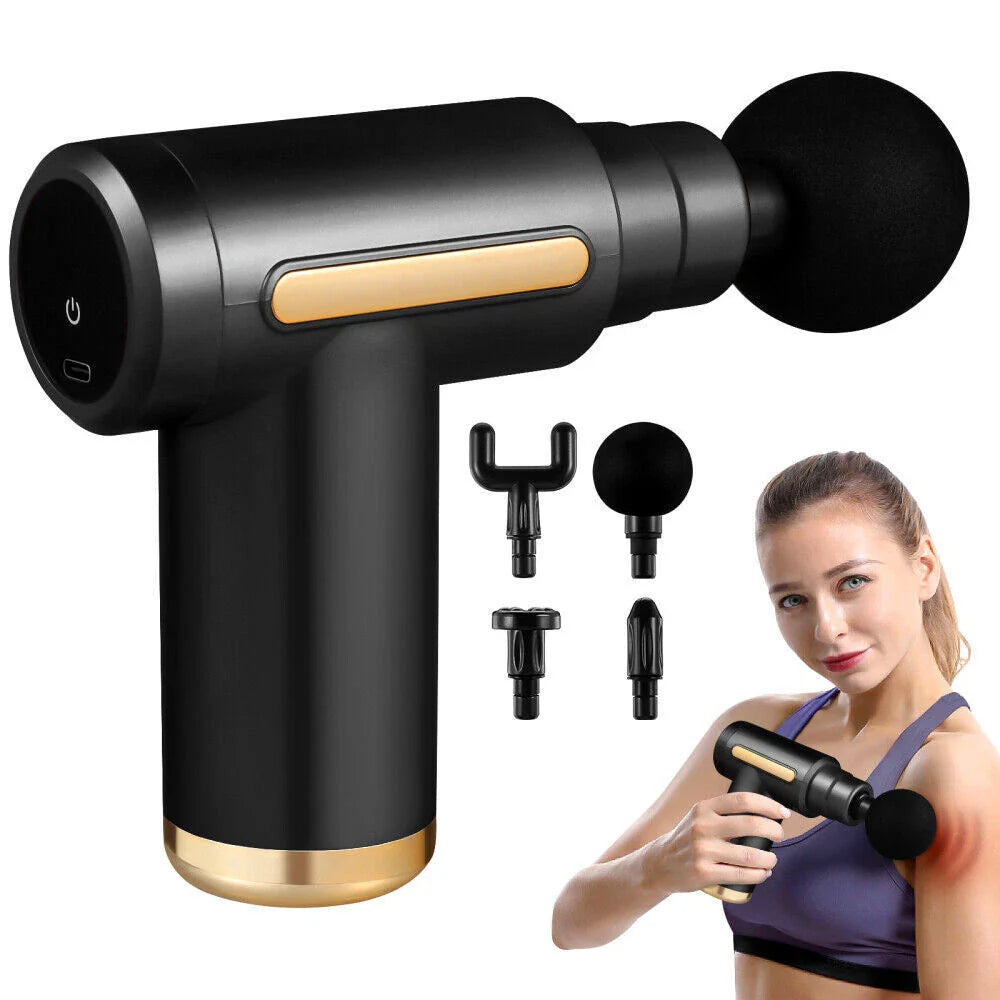 4-in-1 Mini Deep Tissue Massage Gun – 6 Speed Cordless Muscle Massager